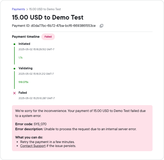 Error message example