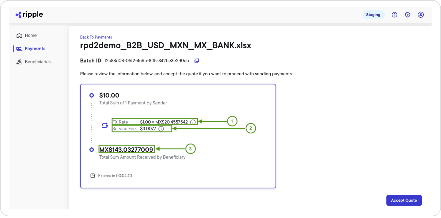 Batch quote details example