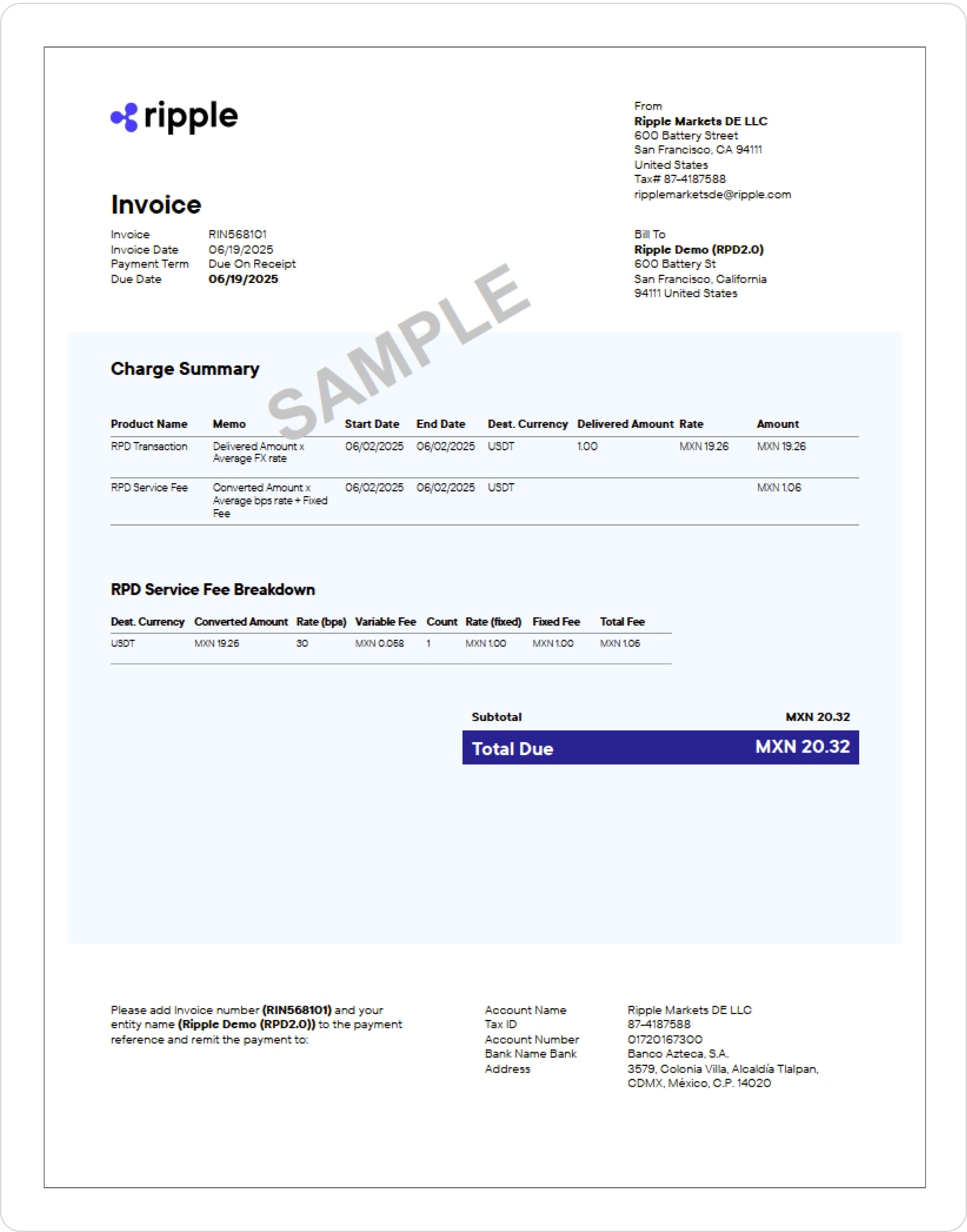 PDF invoice